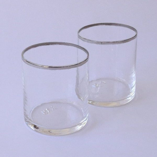 Silver rimmed spirit glasses